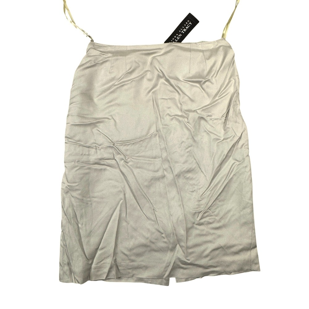 NWT Linda Allard Ellen Tracy 100% Silk Pencil Skirt Light Khaki Color Size 10